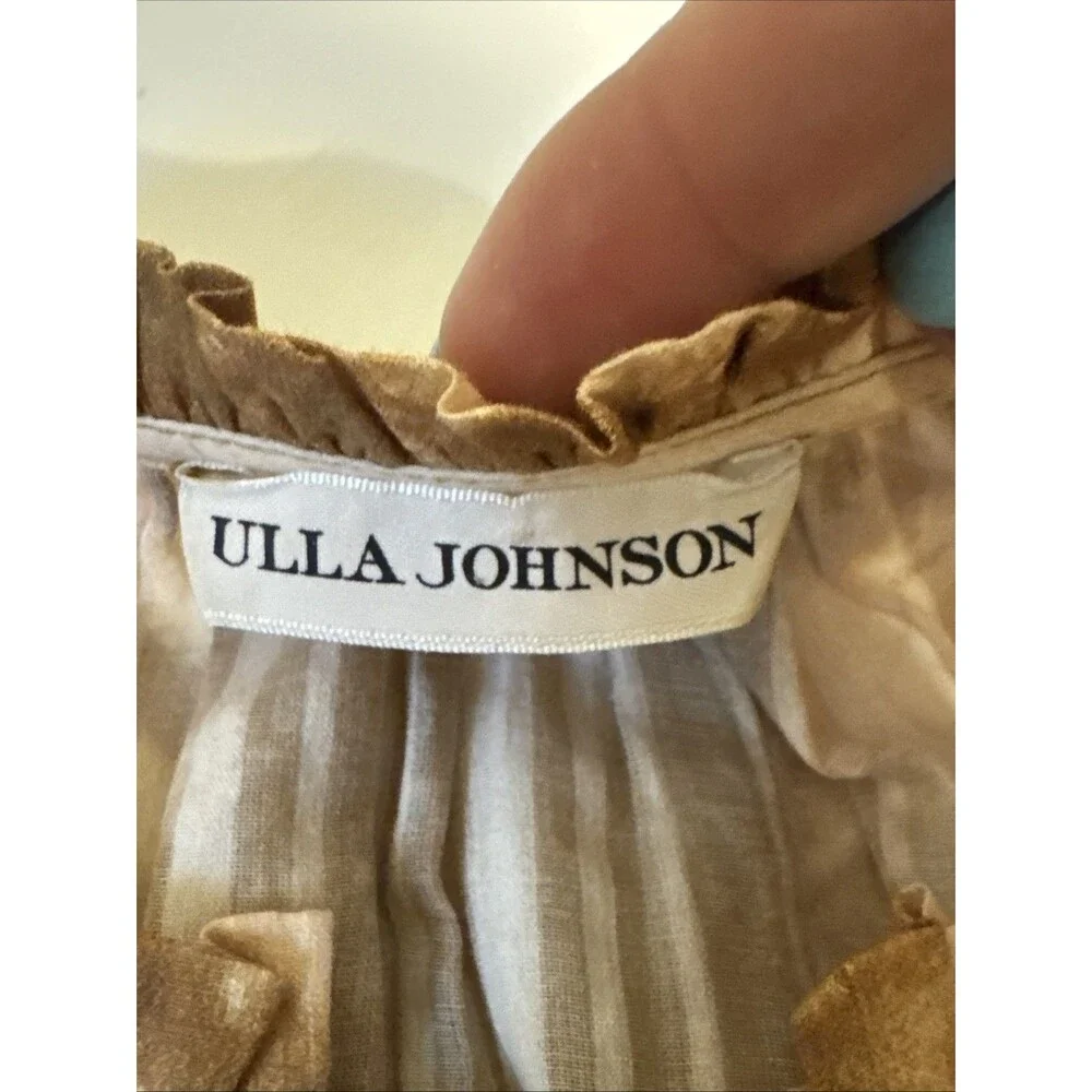 Ulla Johnson Madena Blouse Size 00 Sand Tie Dye Ruffle Boho Top